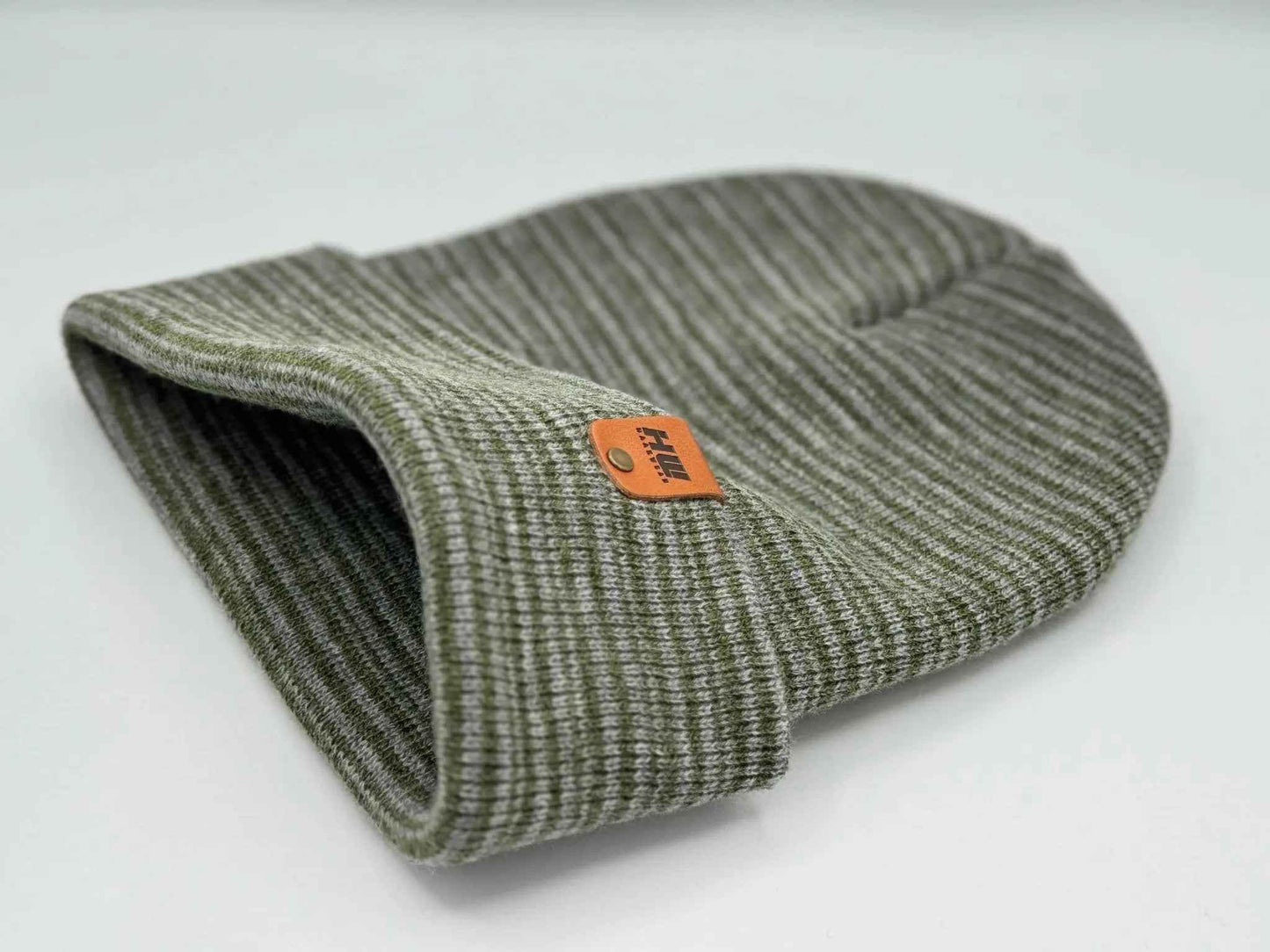 Classic Contrast Cuffed Beanie, Gray and Green
