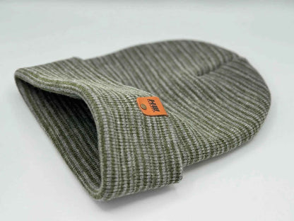 Classic Contrast Cuffed Beanie, Gray and Green