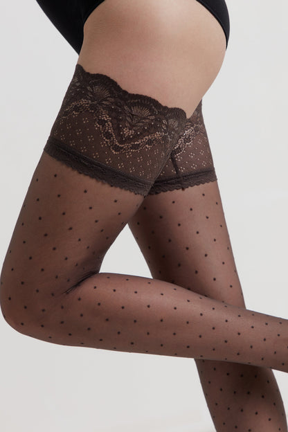 Fantasy Stockings Conte Happy - Polka Dot Silicone Lace Top