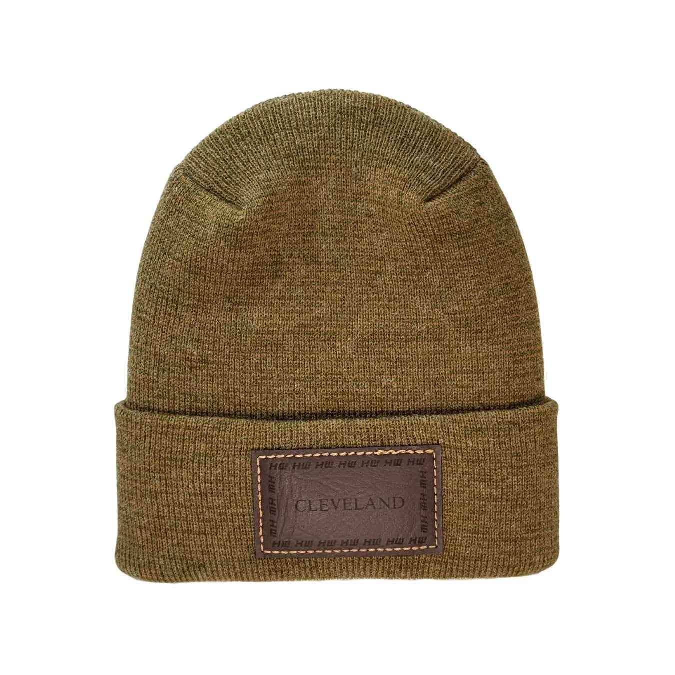 Cleveland, H Stitch Cuffed Beanie,  Brown and Green Fusion