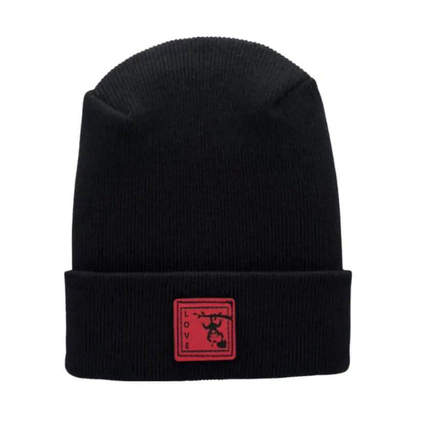 Haakwear Exclusive Love-Inspired H-Stitch Beanie – Limited Edition  Black Hat with Love Monkey