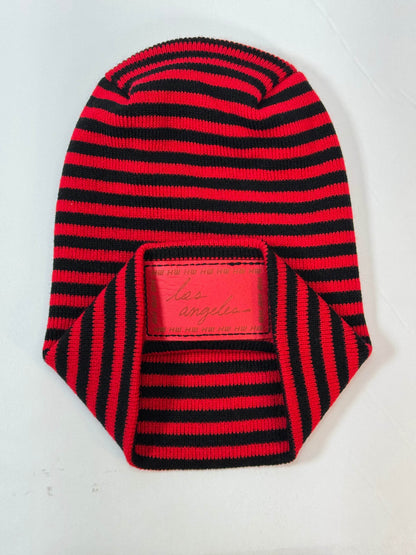 Los Angeles Beanie, H Stitch Beanie, Black and Red RoRo