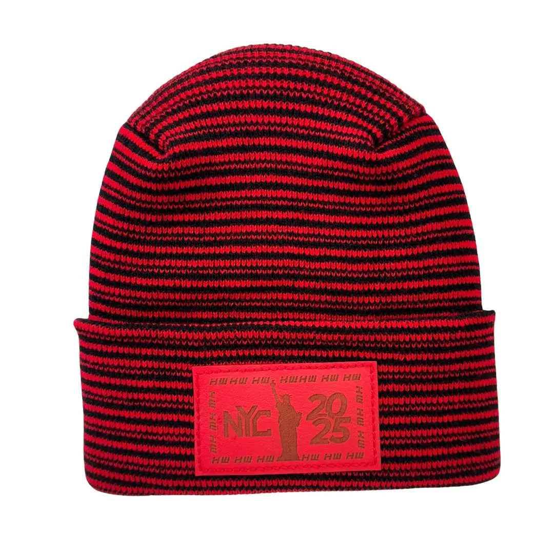 H Stitch Cuffed Beanie, Black and Red Contrast, New Year 2025 Limited Edition