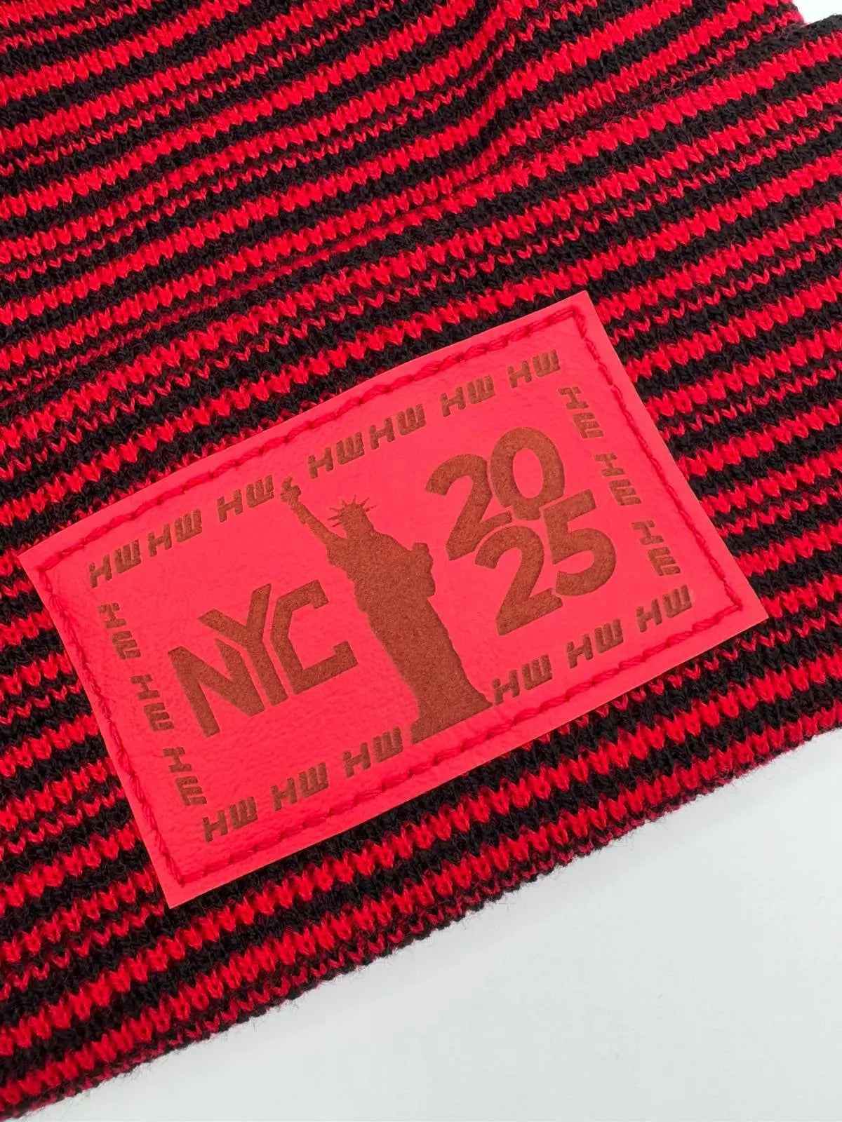 H Stitch Cuffed Beanie, Black and Red Contrast, New Year 2025 Limited Edition