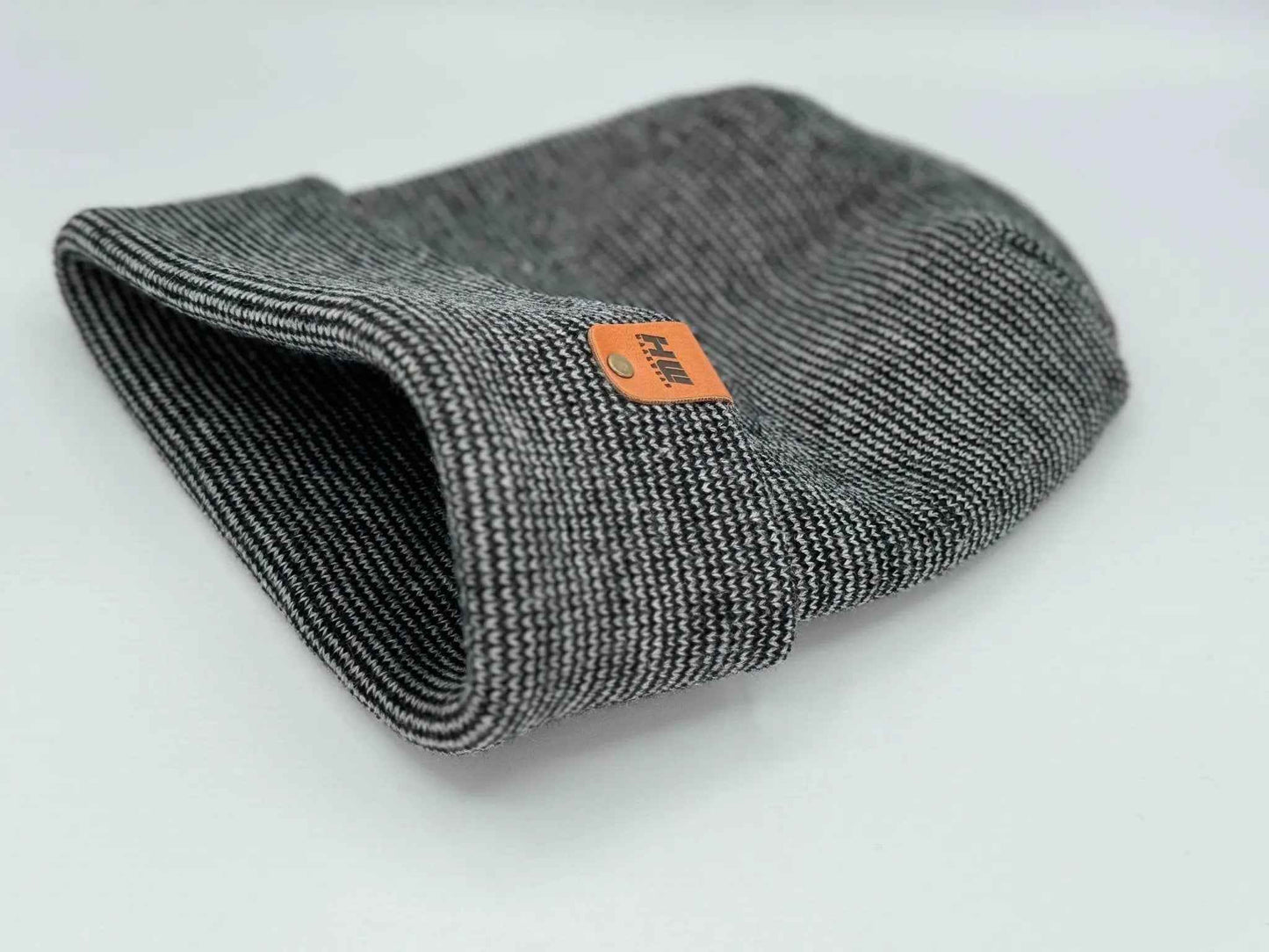 Patented H Stitch Fusion Cuffed Beanie, Black and Gray
