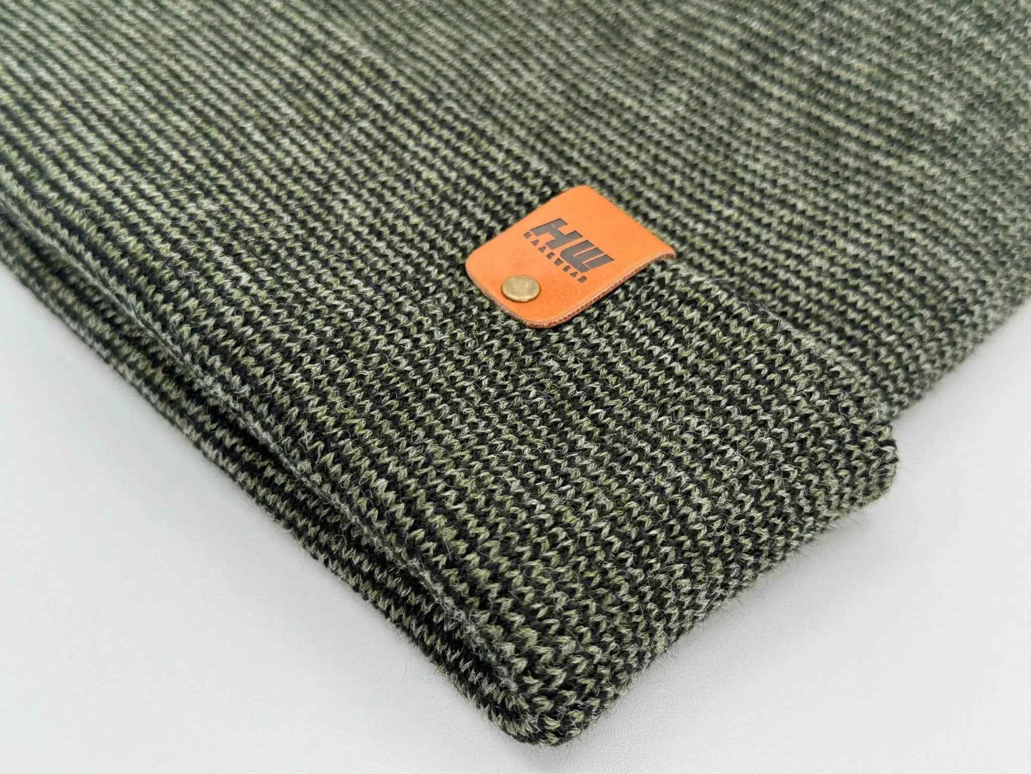 Patented H Stitch Fusion Cuffed Beanie, Black and Green