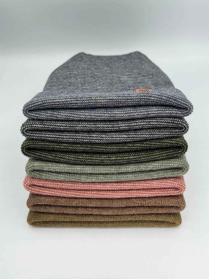 Patented H Stitch Fusion Cuffed Beanie, Burgundy and Pink