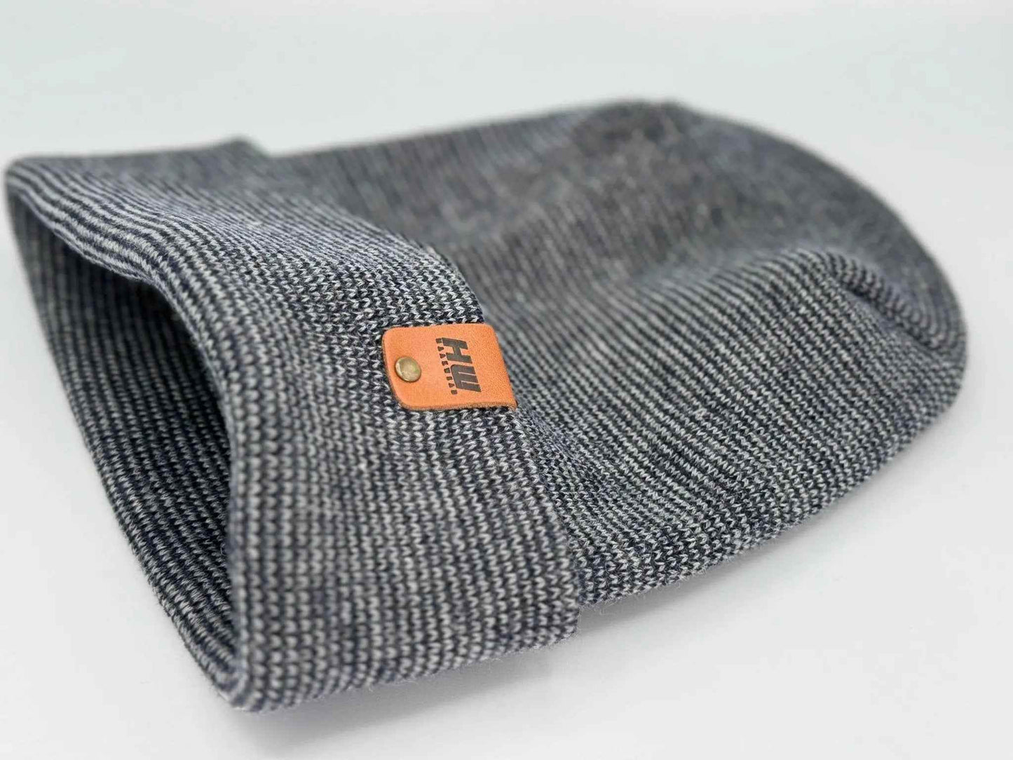 Patented H Stitch Fusion Cuffed Beanie, Gray and Denim Blue