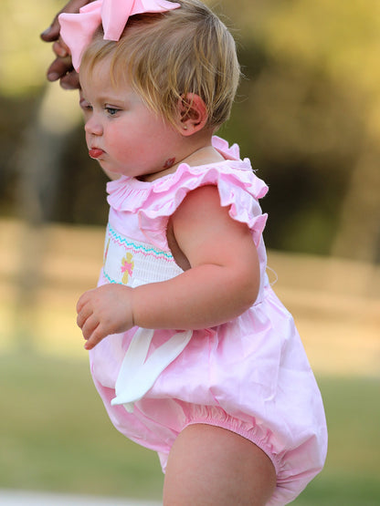 Pink Smocked Church Christ Bishop Christening Romper