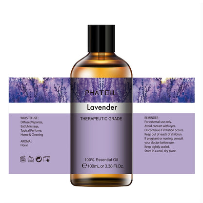 3.38Oz 100ml Lavender Essential Oil Diffuser Pure Natural Plant Essential Oils Vanilla Mint Lemon Tea Tree Citronella Aroma