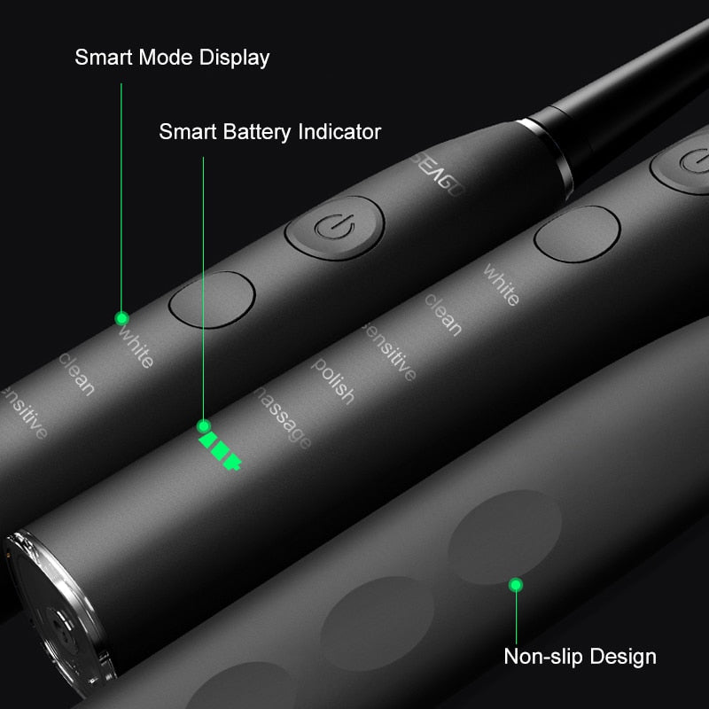 Seago Electric Sonic Toothbrush USB Rechargeable Adult 360 Days Long Battery Life with 4 Replacement Heads Gift SG-575