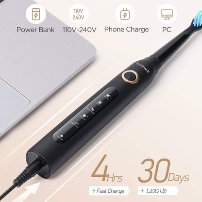 D7 Sonic Electric Toothbrushes with 5 Modes, Smart Timer, Rechargeable, and 8 Super Whitening Toothbrush Heads for Adults and Kids