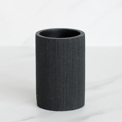 Sleek Black Bathroom Set: Soap Dispenser, Toothbrush Holder, Tumbler, Soap Dish, Mouthwash Cup, Toilet Brush Holder