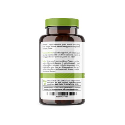 Organic Irish Sea Moss, Organic Bladderwrack, & Organic Burdock capsules