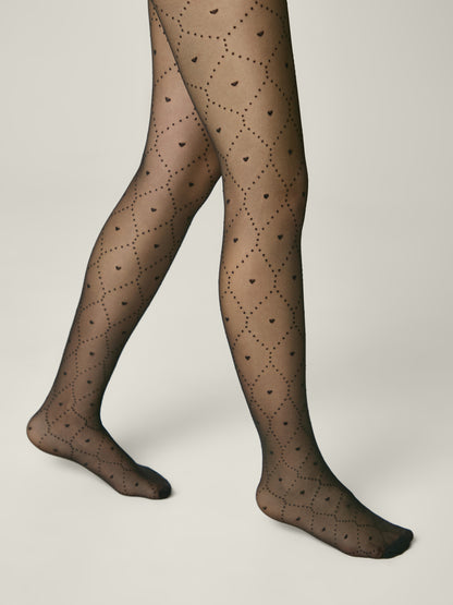 Conte Angelica 20 Den - Fantasy Tights for Girls with Rhombuses in Dots & Hearts - 4yr. 6yr. 8yr. 10yr. 12yr. (24S-165SP)