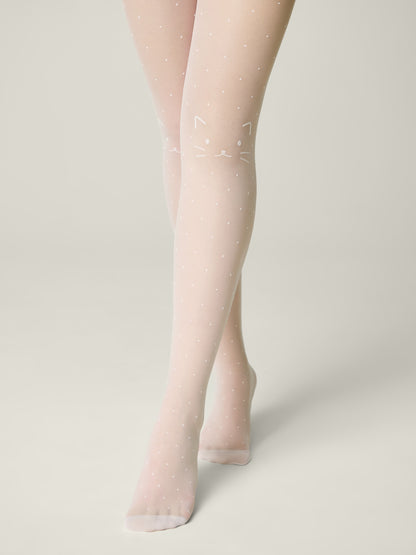 Conte Katie 20 Den - Fantasy Tights for Girls with Polka Dot & Cat Design - 4yr. 6yr. 8yr. 10yr. 12yr. (24S-168SP)