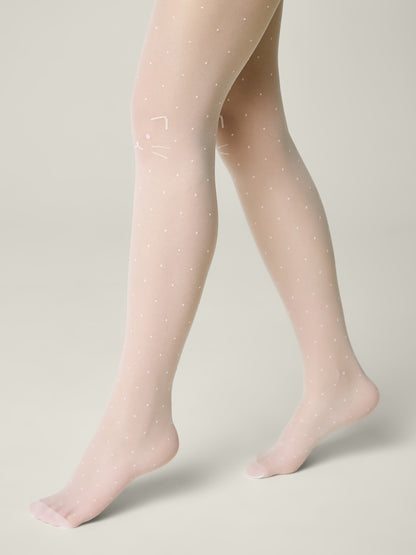 Conte Katie 20 Den - Fantasy Tights for Girls with Polka Dot & Cat Design - 4yr. 6yr. 8yr. 10yr. 12yr. (24S-168SP)