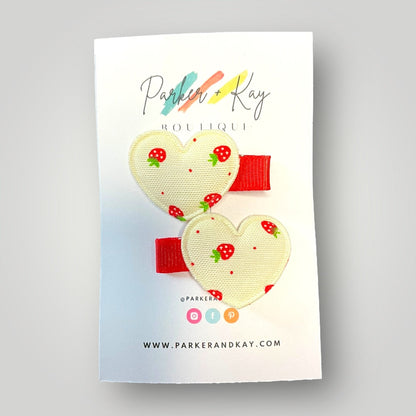 Strawberry Heart Hair Clips