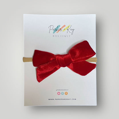 Velour Hair Bow | Clip, Headband, or Pigtail Clips