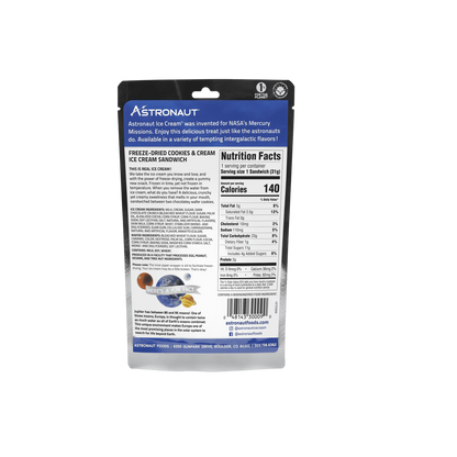 Astronaut Cookies & Cream Ice Cream Sandwich, Freeze Dried