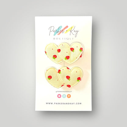 Strawberry Heart Hair Clips
