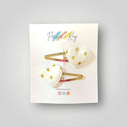 Gold Hearts Hair Clips
