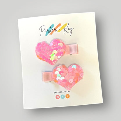 Sequin Heart Hair Clips