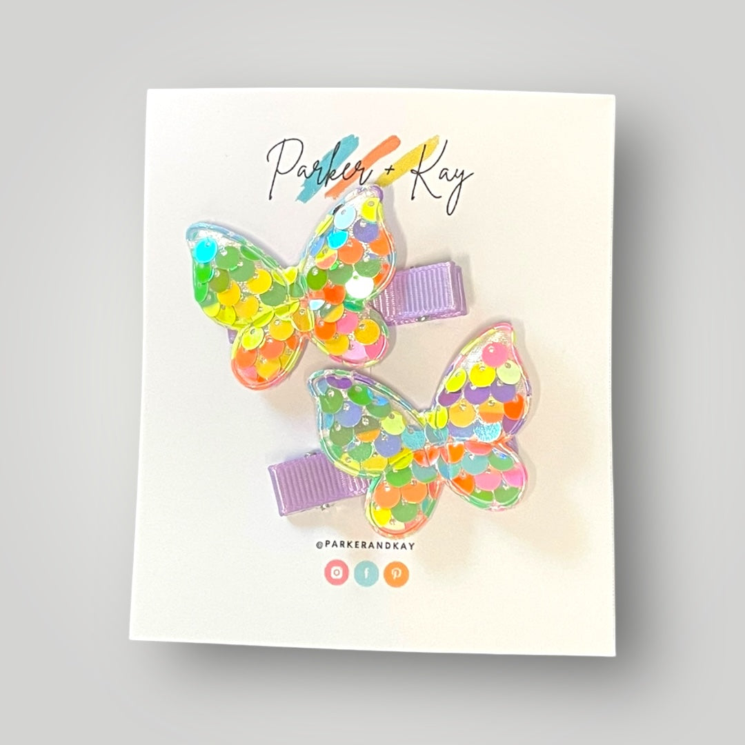 Sequin Butterfly Clips