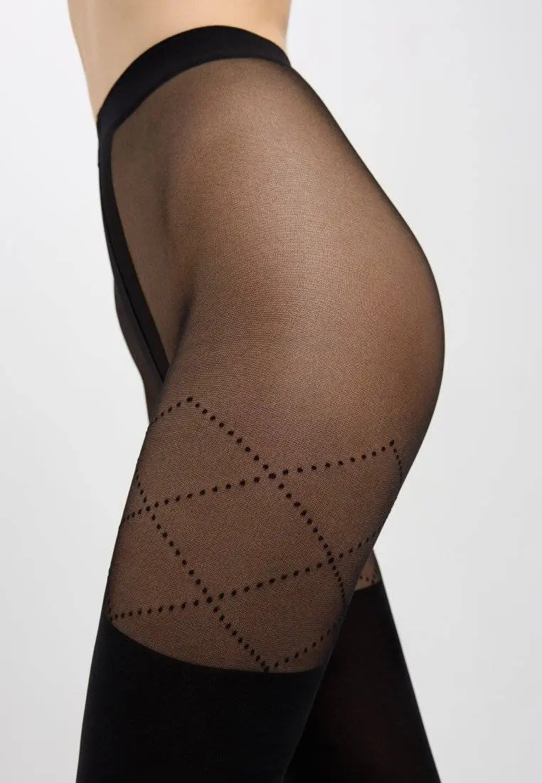 Conte Fabia 50 Den - Fantasy Opaque Women's Tights with imitate stockings & geometric pattern of dots (21С-177СП)