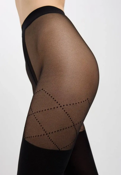 Conte Fabia 50 Den - Fantasy Opaque Women's Tights with imitate stockings & geometric pattern of dots (21С-177СП)