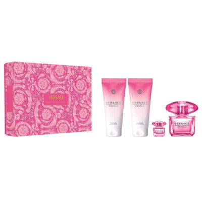 VERSACE BRIGHT CRYSTAL ABSOLU Eau de Parfum 4 pc Set includes (3.0 oz EDP Spray + 0.17 oz EDP + 3.4 oz Perfumed Shower Gel + 3.4 oz Perfumed Body Lotion) for Women