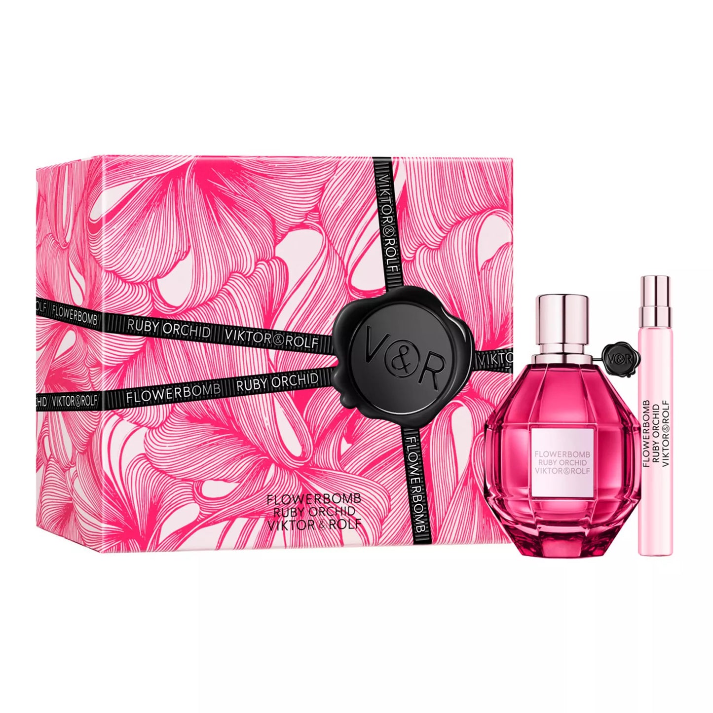 Victor & Rolf Flowerbomb Ruby Orchid Eau de Parfum Gift Set includes (3.4 oz EDP Spray + 0.34 EDP Spray) for Women