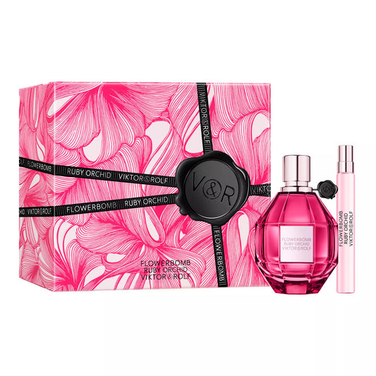 Victor & Rolf Flowerbomb Ruby Orchid Eau de Parfum Gift Set includes (3.4 oz EDP Spray + 0.34 EDP Spray) for Women