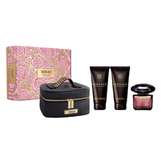 VERSACE  Crystal Noir Gift Set Includes Crystal Noir EdP 90ml + Bath & Shower Gel 100ml + Body Lotion 100ml + Toilettry Bag for Women