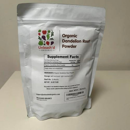 UNLEASH'D ORGANIC Organic Dandelion Root Powder 16 oz for Tea and Beverages