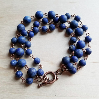 Frosted Blue Lapis Triple Strand Bracelet 240L