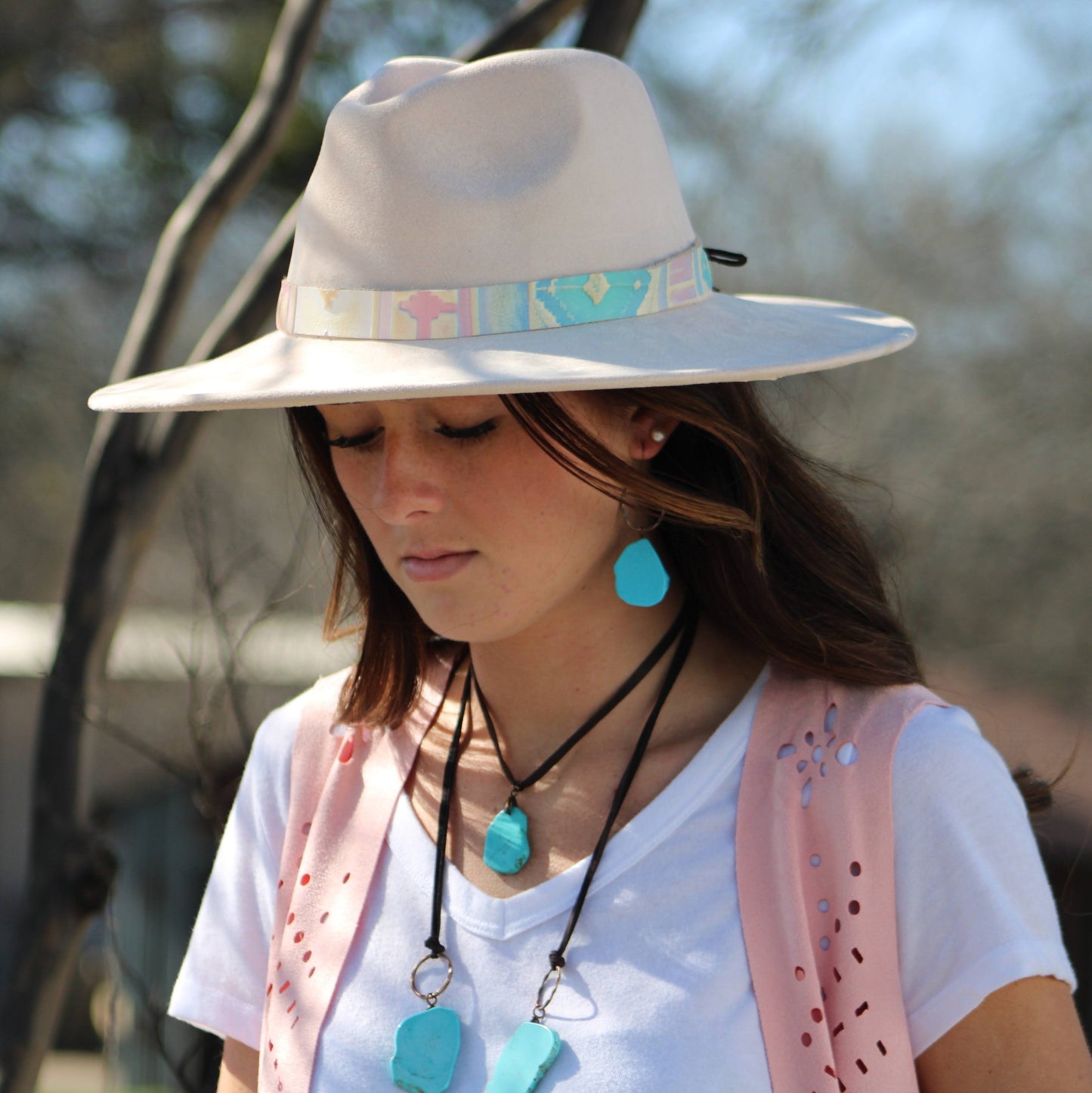 Blue Turquoise Chunky Earrings 215q