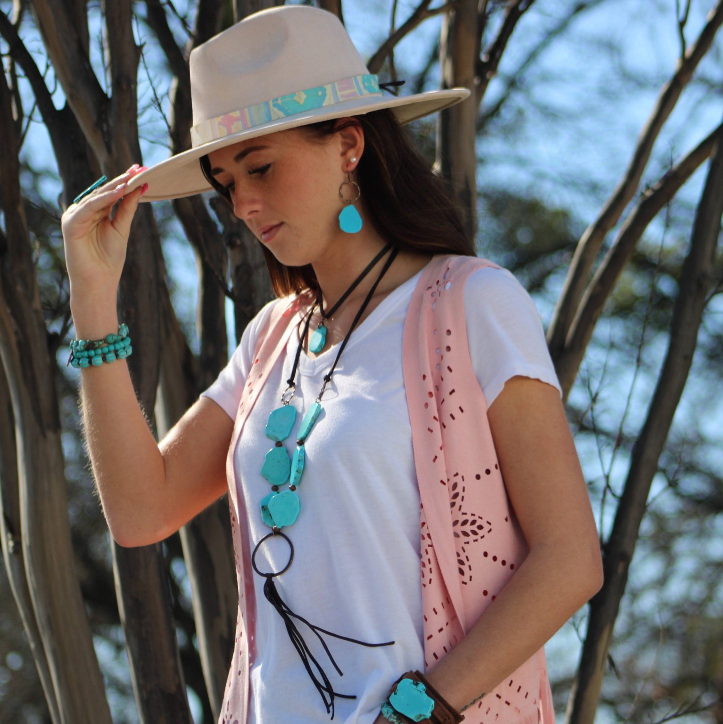 Blue Turquoise Chunky Earrings 215q