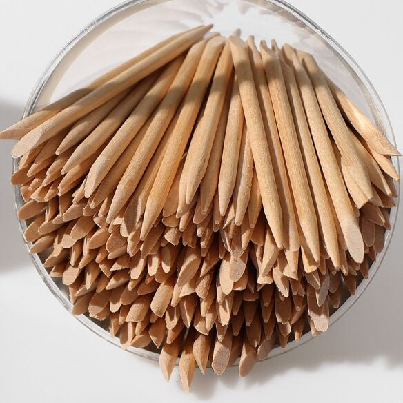 Orange Wood Cuticle Pusher and Applicator Stick, Double Sided - 100 Pieces