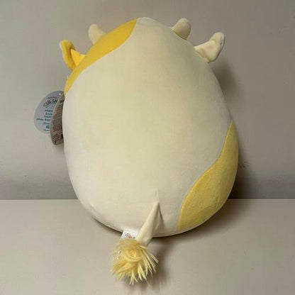 Squishmallows 11'' Dagmar The Lemon Cow Plush Toy, Yellow, White