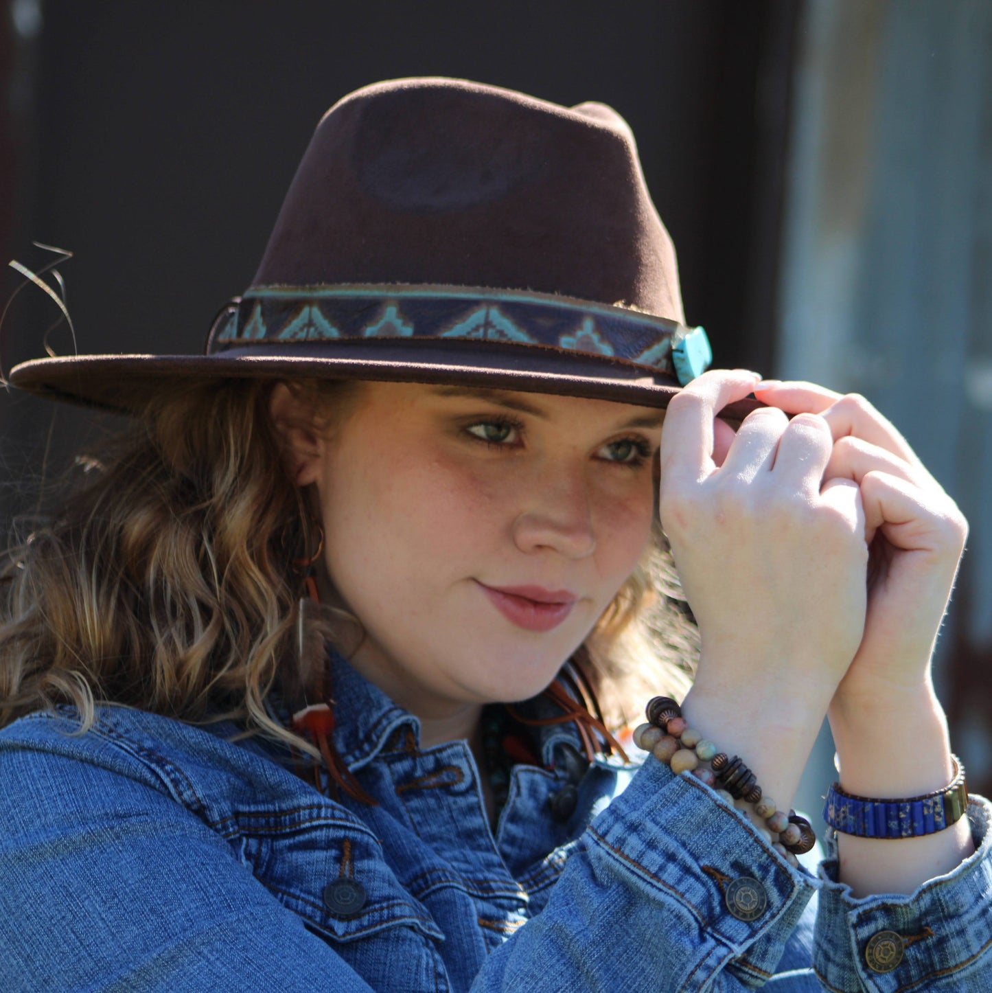 **Woven Picasso Jasper & Lapis Beaded Bracelet 809z