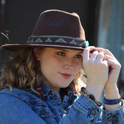 **Woven Picasso Jasper & Lapis Beaded Bracelet 809z