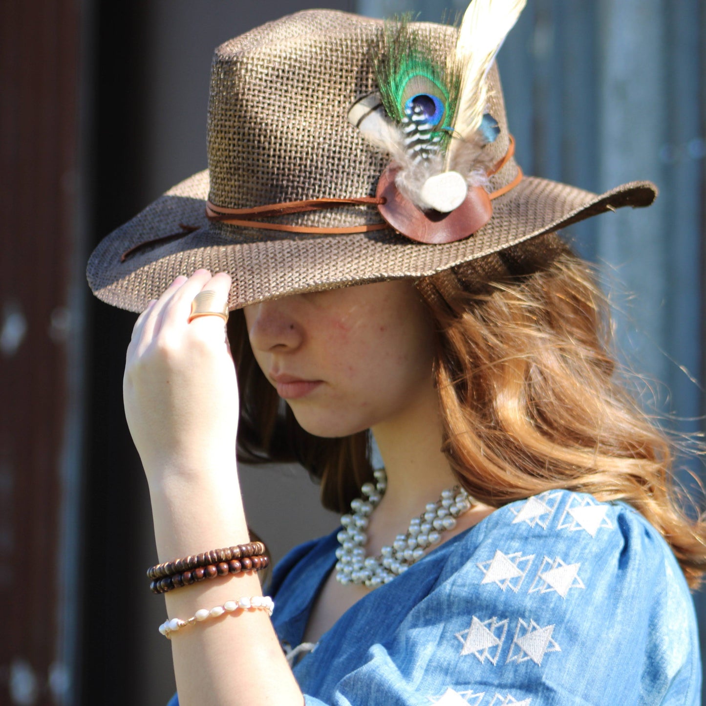 **Genuine Freshwater Pearl Beaded Wire Wrapped Bracelet 800ga