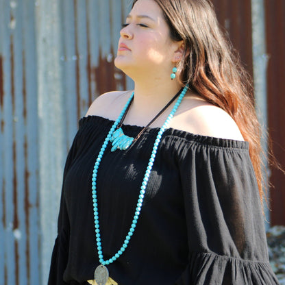 **Blue Turquoise Melon Bead Earrings 220z