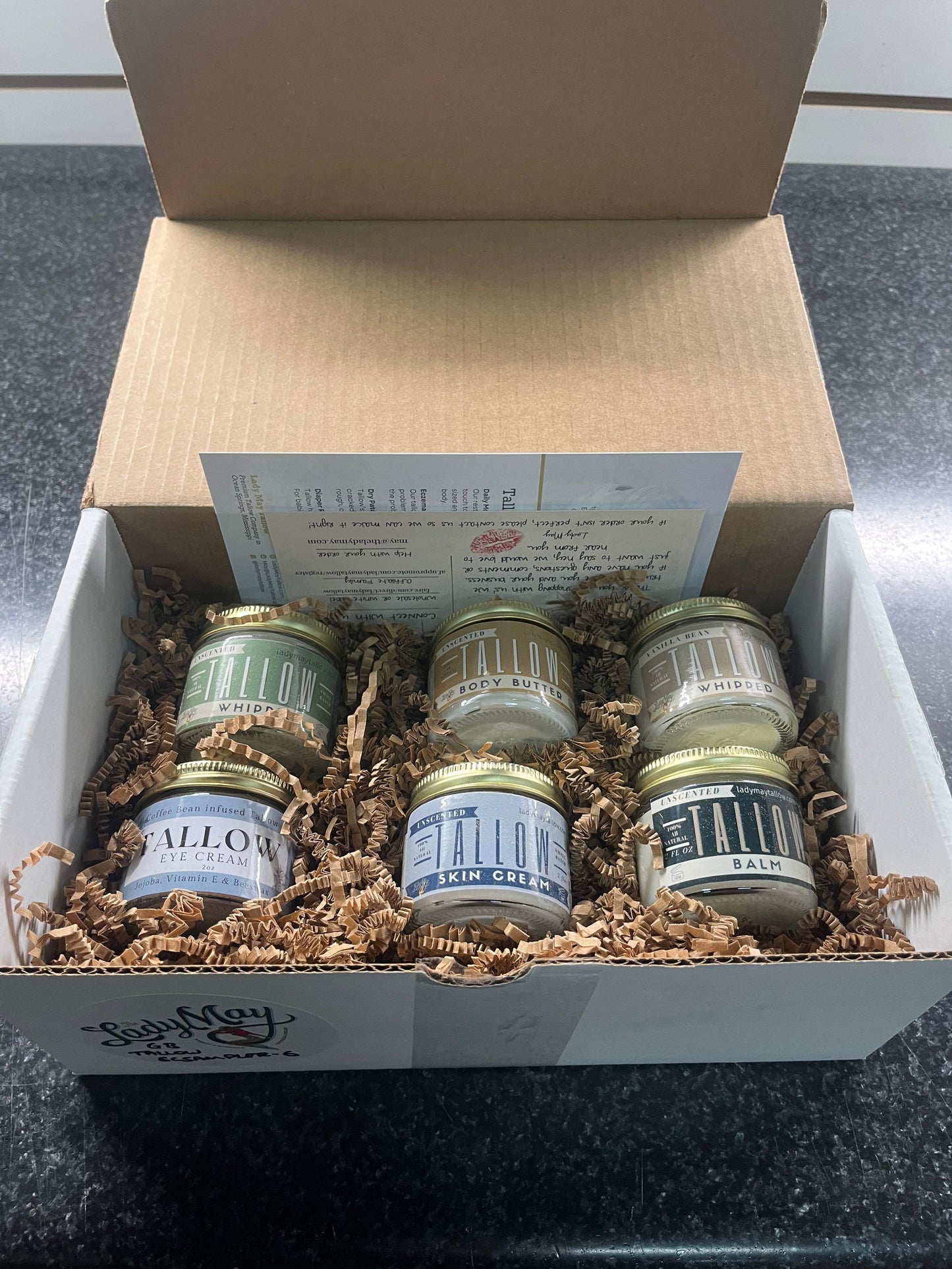 6 pack Travel Tallow All-Natural Skincare Premium Quality All Natural Gift Box by The Lady May