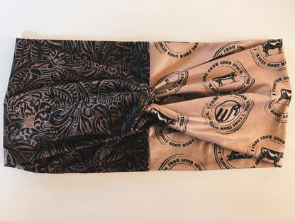 Tooled Black Leather/I Come From Good Stock Headband