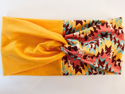 Solid Yellow/Retro Cowhide Headband