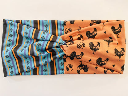 90's Western Stripe/Roosters Headband