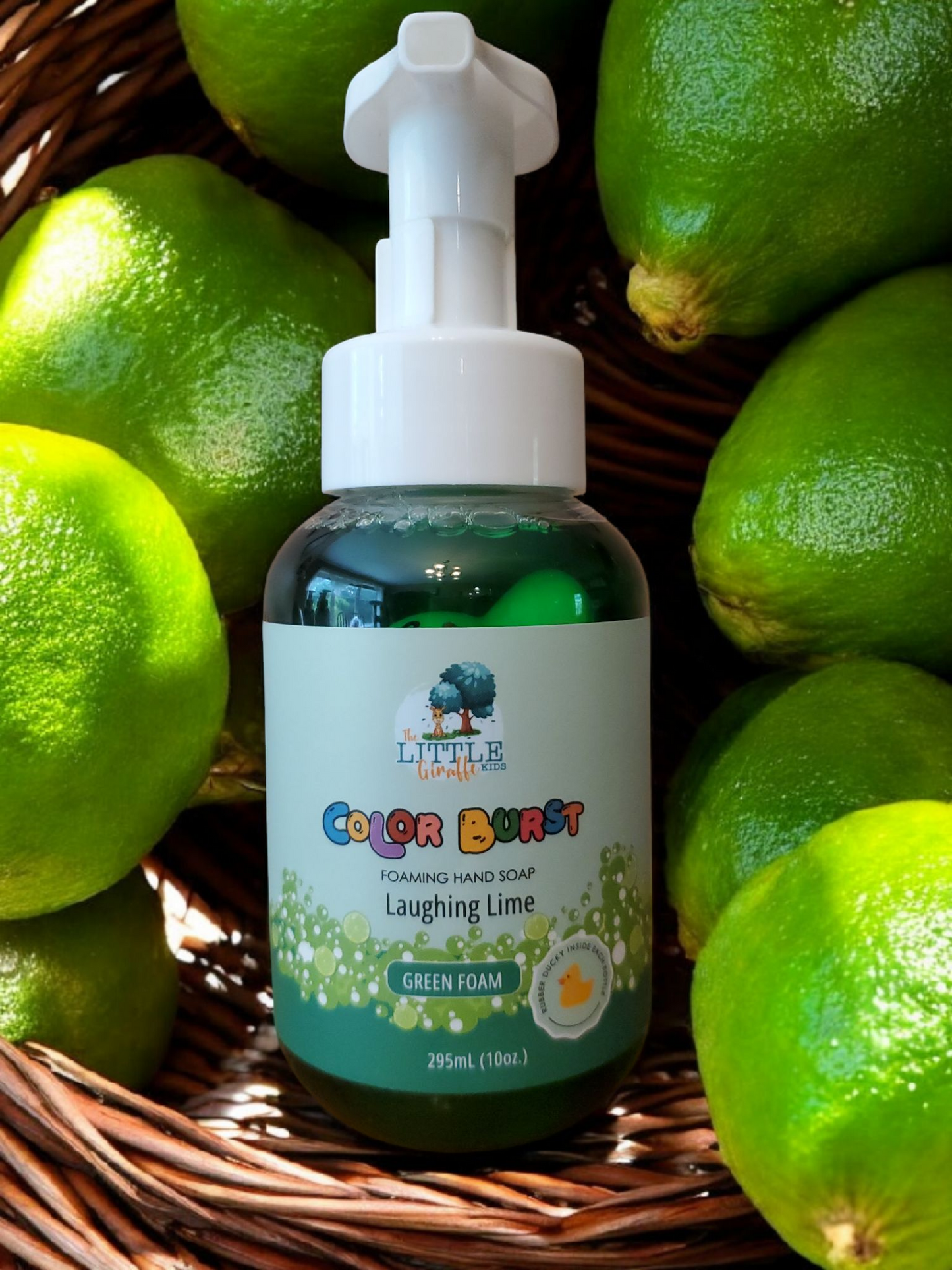 Non-toxic Colorful Foaming Hand Soap for Kids. Green Foam. Lime Fragrance.