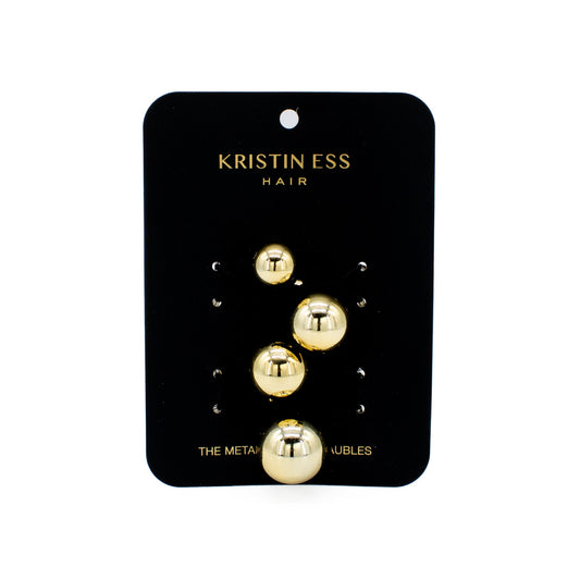 Kristin Ess The Metallic Pony Baubles Hair Elastics 2 pack Gold - New